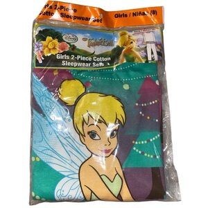 Disney Tinkerbell 2 piece cotton pajamas NWT size 8